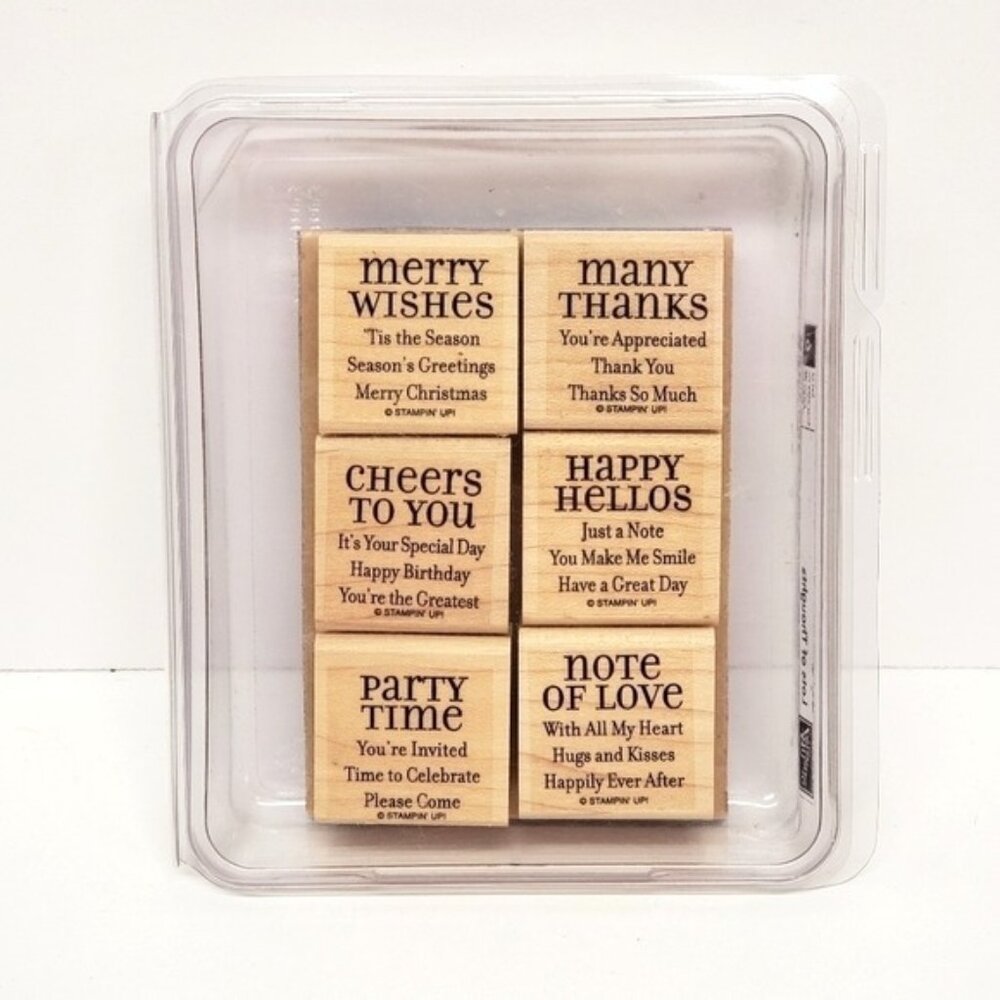 Stampin Up Lots of Thoughts Wood Rubber Stamps Set of 6
